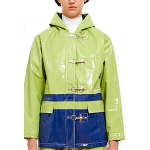MadeMe Vinyl Lobster Clip Jacket / Rain Coat - Lime / Size Large / MSRP $267